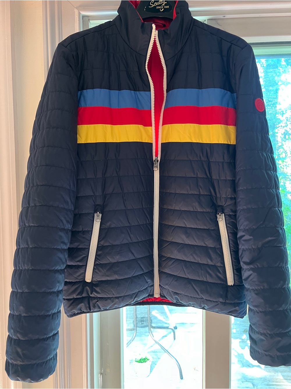 Brooks Brothers Thermore Reversible Racer Stripe Puffer Jacket size S